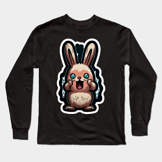 Frightened Bunny Long Sleeve T-Shirt by Depressed Bunny